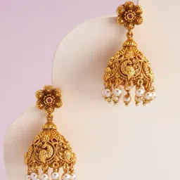 Kushal's Fashion Jewellery Ruby Gold Polished Antique Earring for Women-picture-30