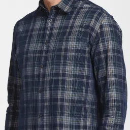 SELECTED HOMME Blue Cotton Regular Fit Checks Shirt image 4