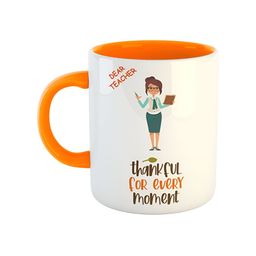 ARTBUG White & Orange Printed Ceramic Glossy Dishwasher & Microwave Safe Mugs 350 ml-picture-40