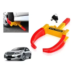 Auto Pearl Adjustable Anti Theft Yellow, Red Wheel Clamp Lock Compatible with SubaruAria Impreza-picture-33