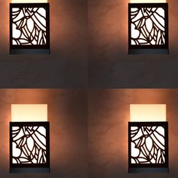 Gojeeva Black 4 Pieces Wood Square Shaped Textured Contemporary Wall Lamp-picture-39
