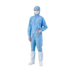 AS ONE Measures Against Foreign Matter Contamination Hood Integrated Jumpsuit AS1403 5L Size Blue image 1
