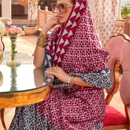 Anouk Silk Blend Ikat Saree image 5