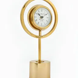 Living scapes by Pantaloons Gold-Toned & White Analogue Contemporary Table Clock image 5
