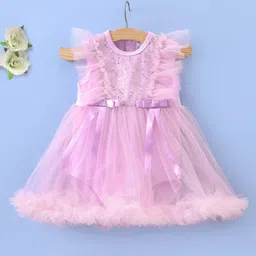 Mark & Mia Sleeveless Knee Length Party Onesie with Sequin Detailing - Purple-picture-30