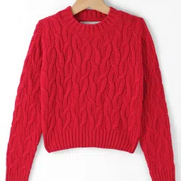Wingsfield Full Sleeves Self Designed Sweater - Red-picture-38
