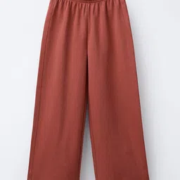 ALAN JONES Cotton Blend Knit Solid Wide Legged Pants - Brick-picture-21