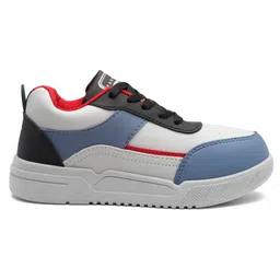 asian Colour Blocked With Lace Up Sneakers - Grey & Slate image 3