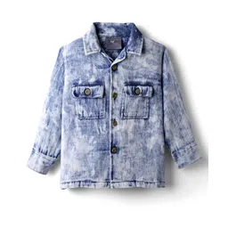 Dapper Dudes Full Sleeves Washed Shirt - Blue image 2