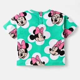 Babyhug Disney Single Jersey Knit Half Sleeves Oversized T-Shirts with Minnie Mouse Family Graphics Pack of 3 - Orange Pink & Mint image 3