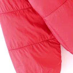 Little Kangaroos Full Sleeves Padded & Hooded Solid Winter Pocketable Jacket - Dark Red image 4