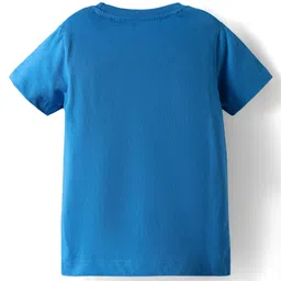 Babyhug Single Jersey Knit Half Sleeves T-Shirt and Shorts Set with Teddy Print - Blue & Red image 4