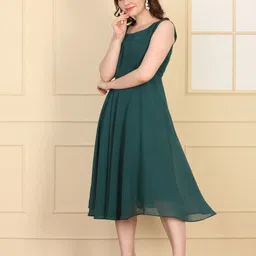 GEETUES Women Round Neck A-Line Dress image 2