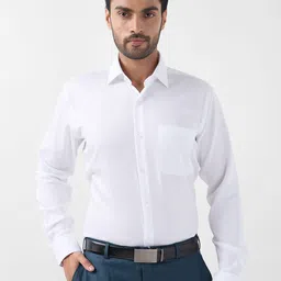Raymond Men Contemporary Spread Collar Solid Cotton Formal Shirt-picture-28