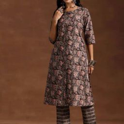Libas Black Cotton Printed Kurta Pant Set-picture-24