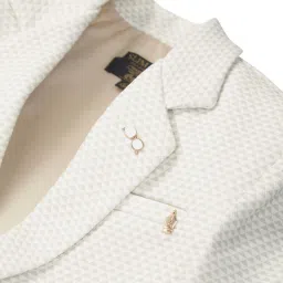 Gini & Jony Kids White Cotton Self Pattern Full Sleeves Blazer image 3