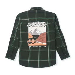 Gini & Jony Kids Green Cotton Chequered Full Sleeves Shirt image 3