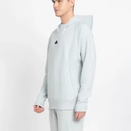 Adidas Grey Cotton Loose Fit Printed Hooded Sweatshirt image 3