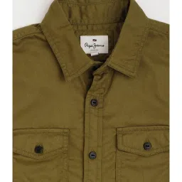 Pepe Jeans Kids Olive Solid Shirt image 3