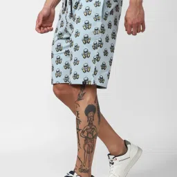 forever 21 Forever21 Blue Cotton Regular Fit Printed Shorts image 3