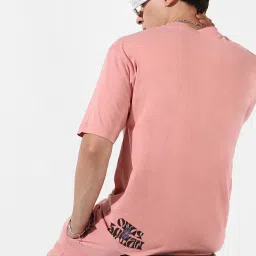 Campus Sutra Pink Regular Fit Oversized Only Human Printed Co-Ord Set image 3