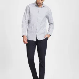 SELECTED HOMME Navy Blazer Cotton Slim Fit Striped Shirt image 5