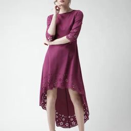 KASSUALLY Purple Self Design High-low Dress-picture-22