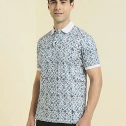 Allen Solly White Cotton Regular Fit Printed Polo T-Shirt-picture-9