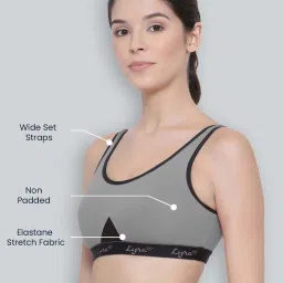 Lyra Grey Cotton Sports Bra image 3