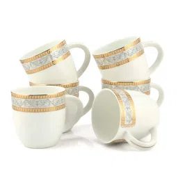 JCPL White Ceramic Coffee Mug (0.18 L) - Set of 6 image 3