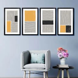 999store Black & Yellow Abstract Canvas Wall Painting-picture-22