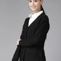 Cayman Black Self Pattern Cardigan image 3