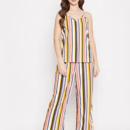 Clovia Multicolor Striped Cami Top With Pyjamas-picture-20