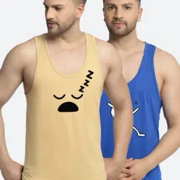 Friskers Multi Cotton Slim Fit Printed Gym Vest - Pack of 2-picture-19