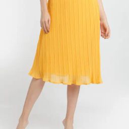 Zink London Yellow A-Line Pleated Skirt-picture-18