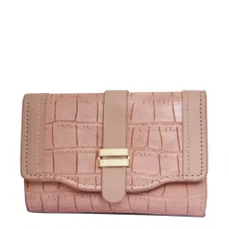 Global Desi Pink Textured Tri-Fold Wallet for Women-picture-11
