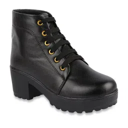 Shoetopia Women's Black Derby Boots image 3