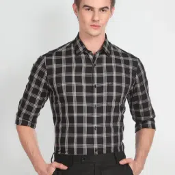 Arrow Black Cotton Slim Fit Checks Shirt-picture-42