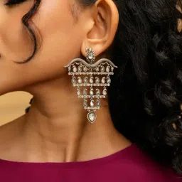 Shaya 925 Oxidized Silver Zor Shor Earrings-image-20