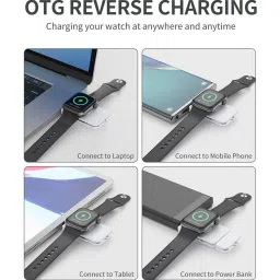 unigen audio UNIGEN UNIPORT Magnetic Watch Portable Charger with USB-C & USB-A Port (White) image 3