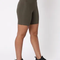 SILVERTRAQ Olive Polyester Relaxed Fit Cycling Shorts image 3