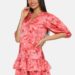 ISU Pink Printed A Line Dress image 3