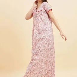 Sweet Dreams Pink Cotton Floral Print Night Gown image 3