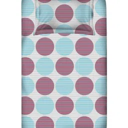 Layers Cotton Plus Blue Cotton Blend 120 TC Single Size Bed Sheet with Pillow Cover image 3