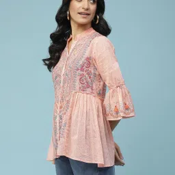 aarke Ritu Kumar Peach Floral A Line Kurti image 3