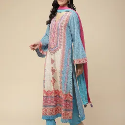 aarke Ritu Kumar Turquoise Printed Kurta With Pant & Dupatta image 3