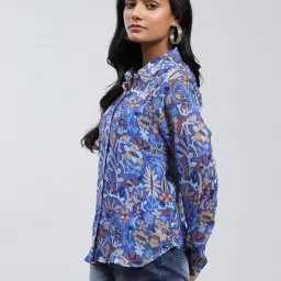 Label Ritu Kumar Blue Printed Shirt With Camisole image 3