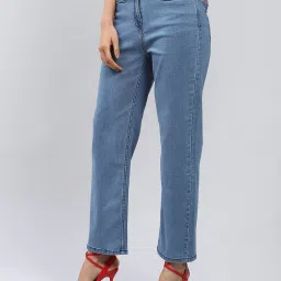 Label Ritu Kumar Light Blue Straight Fit Mid Rise Jeans image 3