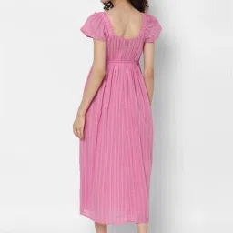 American Eagle Outfitters Pink Cotton Striped A-Line Dress image 3