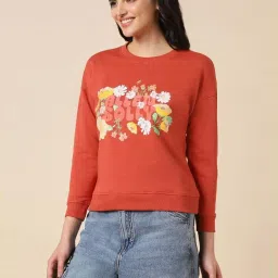 Allen Solly Orange Floral Print Sweatshirt image 3